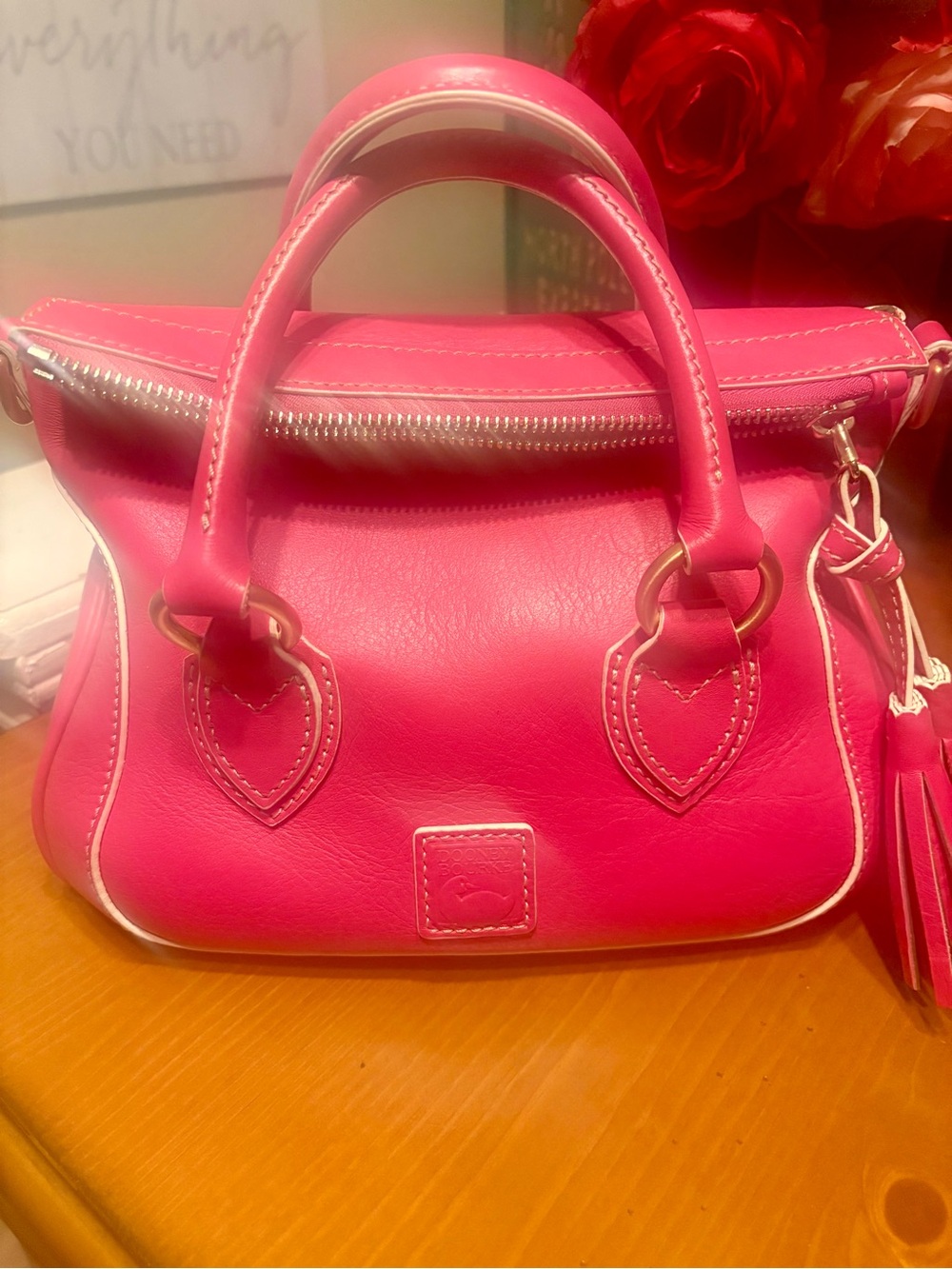 Dooney and Bourke fuchsia Pink Women’s Leather Satchel Handbag